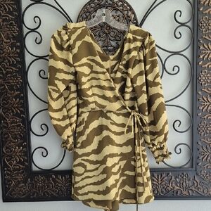 Animal Print Wrap Dress